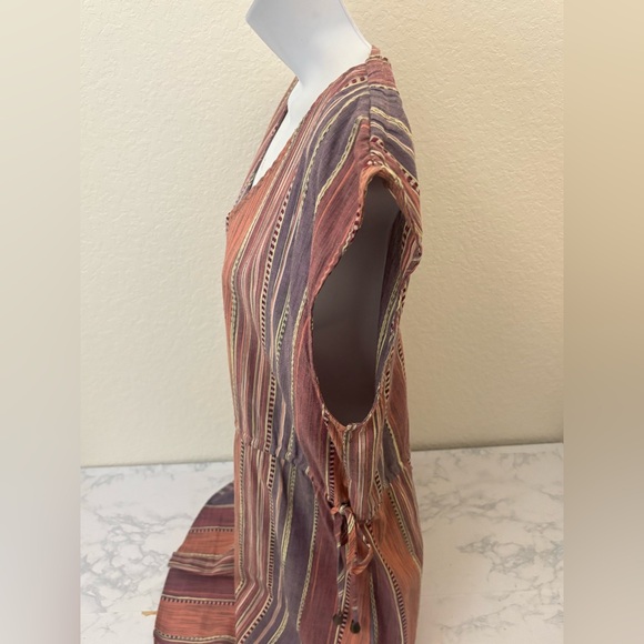 Spirit Of Grace Striped High Low Wrap Dress Size Medium Waist Tie Sleeveless - Picture 2 of 6